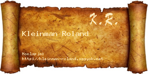 Kleinman Roland névjegykártya
